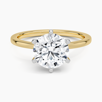 Six-Prong Petite Comfort Fit 1.5mm Solitaire Ring - Round Center Stone