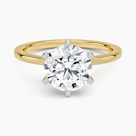 Six-Prong Petite Comfort Fit 1.5mm Solitaire Ring - Round Center Stone
