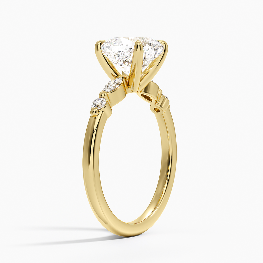 Versailles One-Quarter Coverage Diamond Ring - Cushion Cut Center Stone