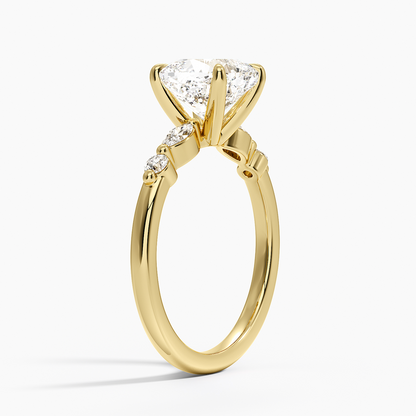 Versailles One-Quarter Coverage Diamond Ring - Cushion Cut Center Stone