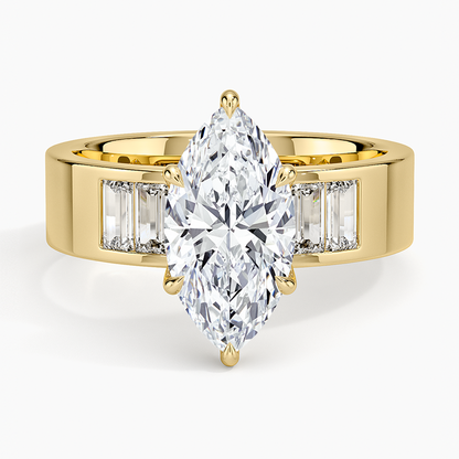 Peyton 5mm Channel-Set Diamond Ring - Marquise Cut Center Stone