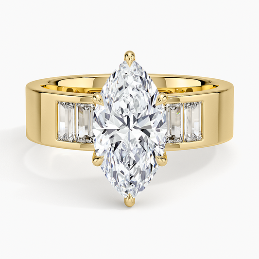 Peyton 5mm Channel-Set Diamond Ring - Marquise Cut Center Stone