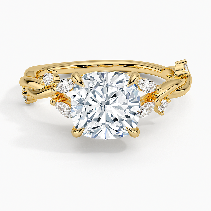Azalea Twist Diamond Ring - Cushion Cut Center Stone
