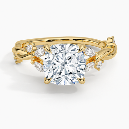 Azalea Twist Diamond Ring - Cushion Cut Center Stone