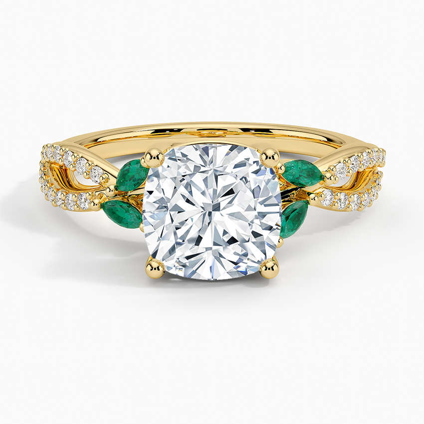 Luxe Willow Lab Emerald and Diamond Ring (1/8 ct. tw.) - Cushion Cut Center Stone