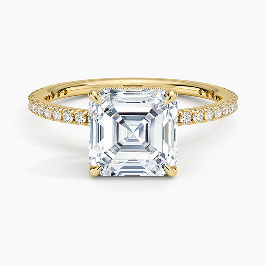 Perfect Fit Three-Quarter Diamond Ring (1/4 ct. tw.) - Asscher Cut Center Stone