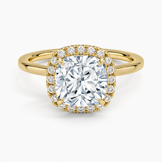 Vienna Halo Diamond Ring - Cushion Cut Center Stone