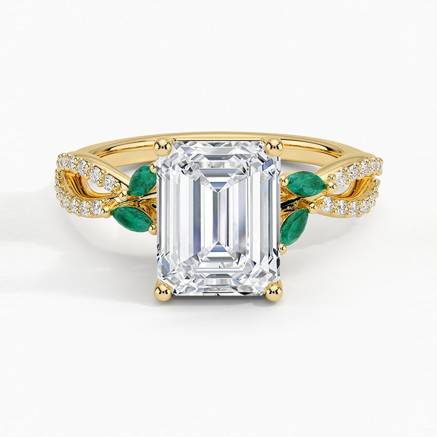 Luxe Willow Lab Emerald and Diamond Ring (1/8 ct. tw.) - Emerald Cut Center Stone
