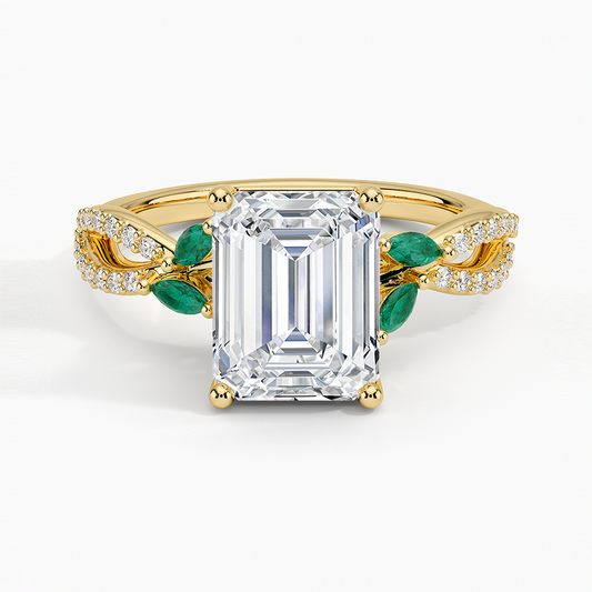 Luxe Willow Lab Emerald and Diamond Ring (1/8 ct. tw.) - Emerald Cut Center Stone
