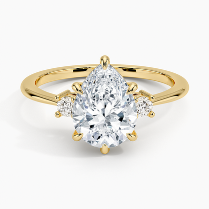 Petite Selene Three Stone Diamond Ring (1/10 ct. tw.) - Pear Center Stone