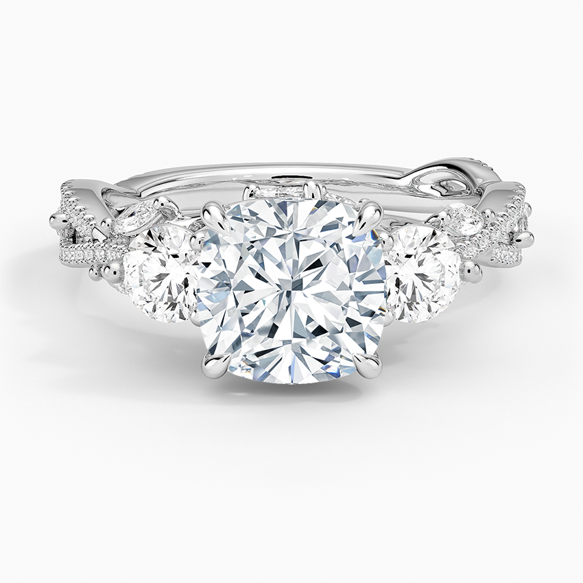 Luxe Secret Garden Three Stone Diamond Ring (1 ct. tw.) - Cushion Cut Center Stone