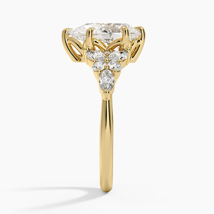 Nadia Taper Diamond Ring - Pear Center Stone