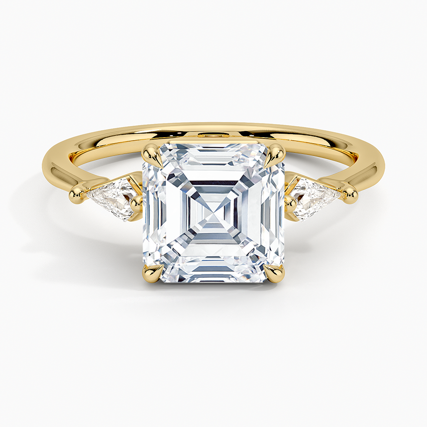 Cometa Three Stone Diamond Ring - Asscher Cut Center Stone