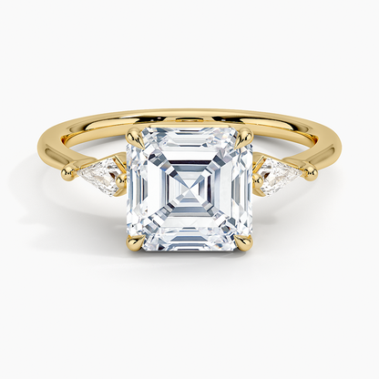 Cometa Three Stone Diamond Ring - Asscher Cut Center Stone