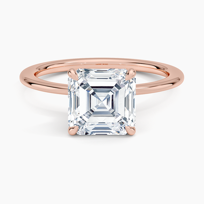 Petite Secret Halo Diamond Ring - Asscher Cut Center Stone