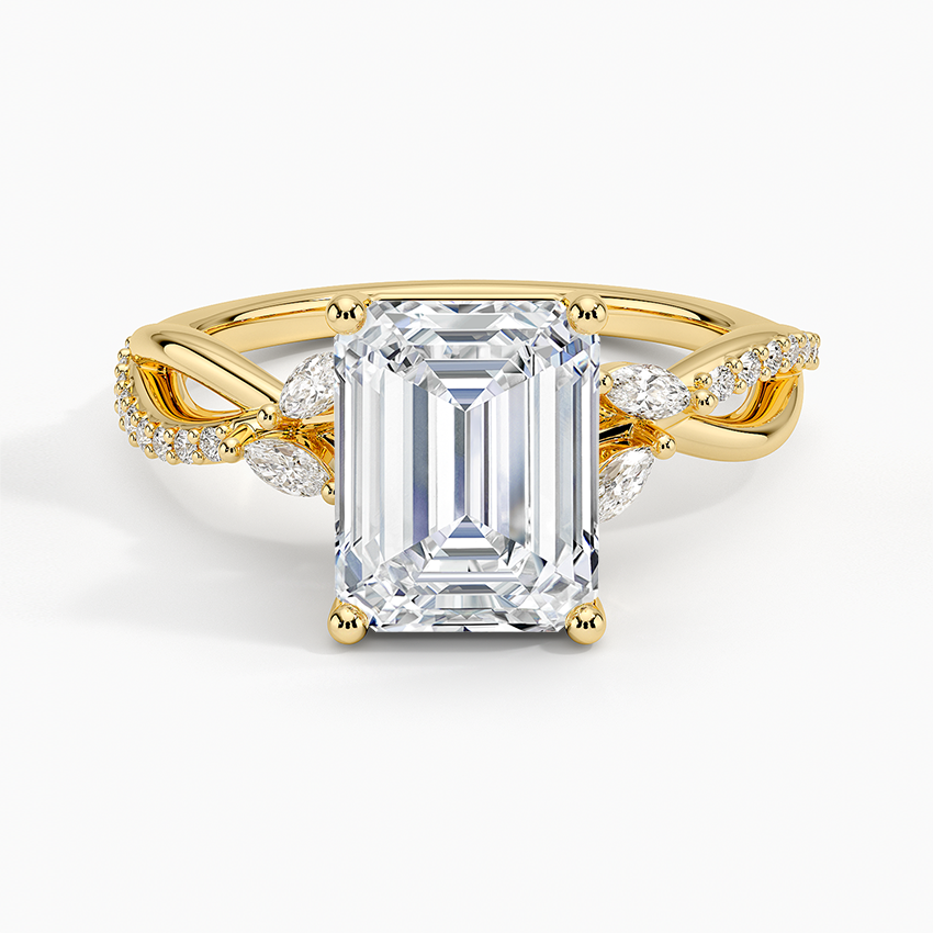 Petite Twisted Willow Diamond Ring - Emerald Cut Center Stone