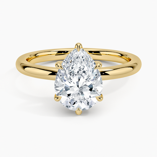 Fairmined 2mm Six-Prong Solitaire Ring - Pear Center Stone