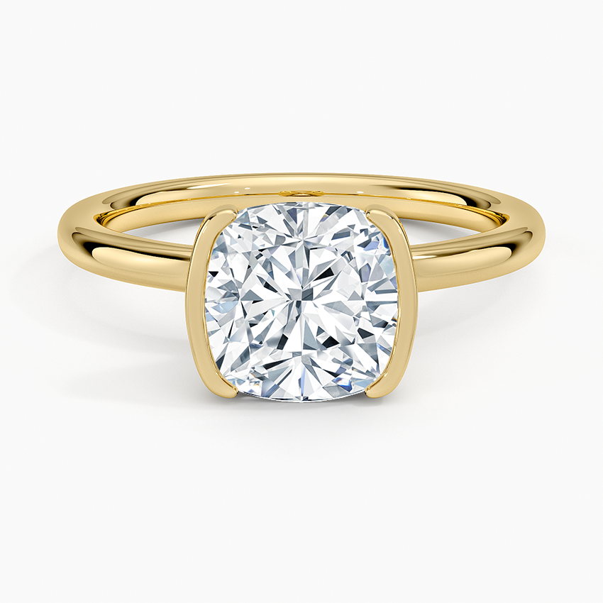 Annika Semi-Bezel Solitaire Ring - Cushion Cut Center Stone