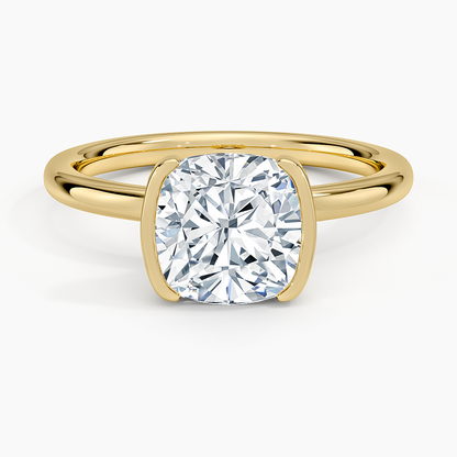 Annika Semi-Bezel Solitaire Ring - Cushion Cut Center Stone