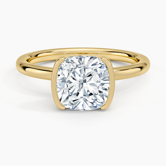 Annika Semi-Bezel Solitaire Ring - Cushion Cut Center Stone