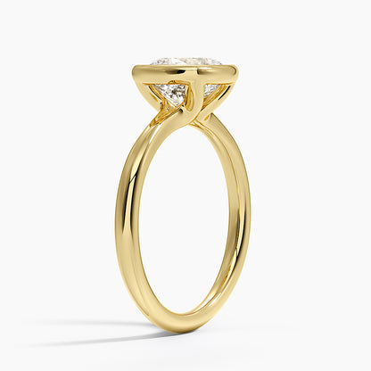Freesia Bezel Solitaire Ring - Cushion Cut Center Stone