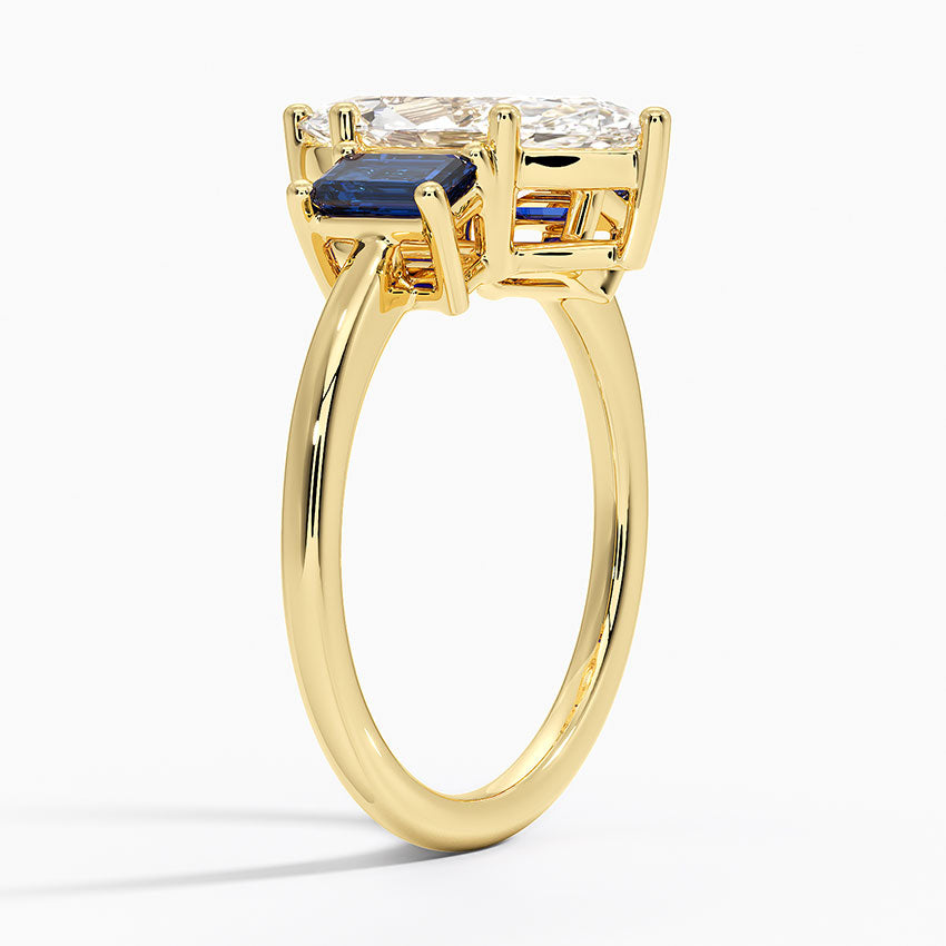Luxe Rhiannon Three Stone Sapphire Ring - Marquise Cut Center Stone