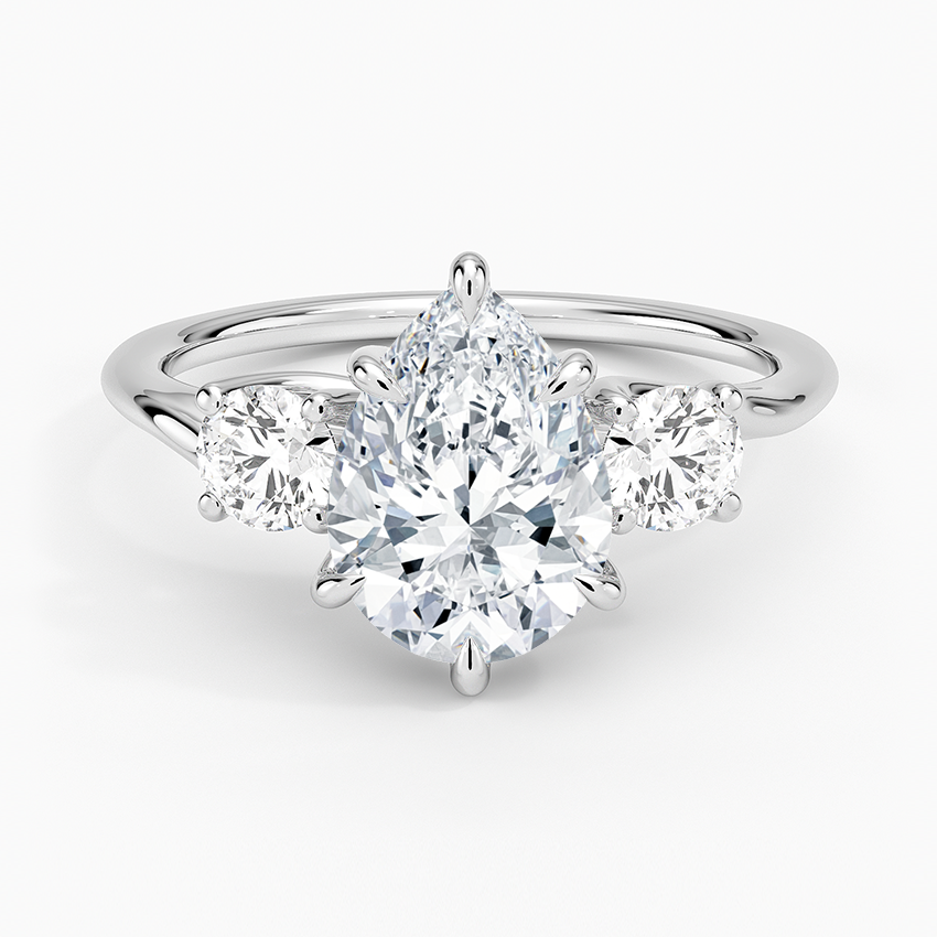 Luxe Delilah Three Stone Diamond Ring - Pear Center Stone