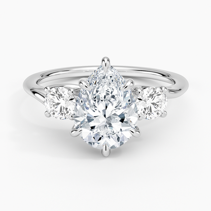 Luxe Delilah Three Stone Diamond Ring - Pear Center Stone