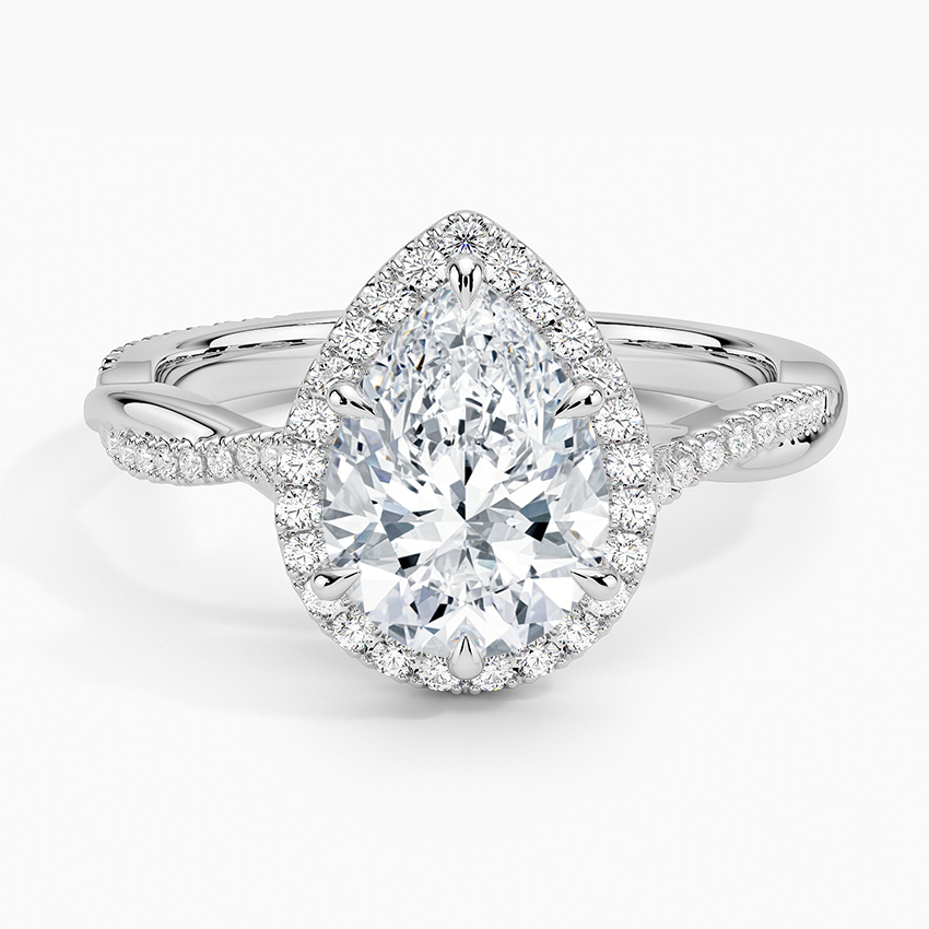 Petite Twisted Vine Halo Diamond Ring (1/4 ct. tw.) - Pear Center Stone