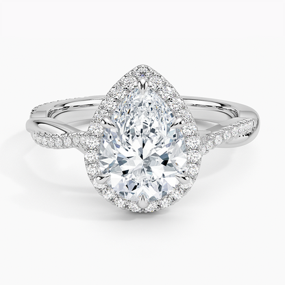 Petite Twisted Vine Halo Diamond Ring (1/4 ct. tw.) - Pear Center Stone