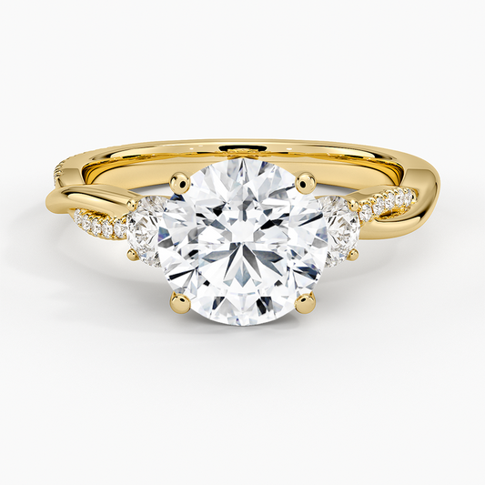 Petite Twisted Vine Three Stone Diamond Ring (2/5 ct. tw.) - Round Center Stone