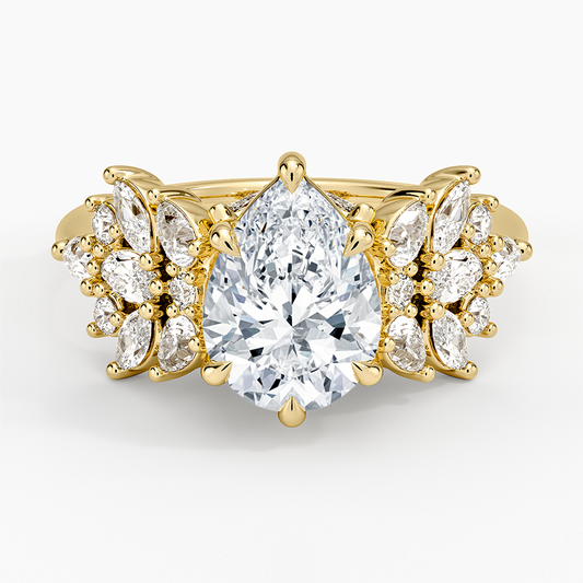 Grand Nadia Diamond Ring - Pear Center Stone