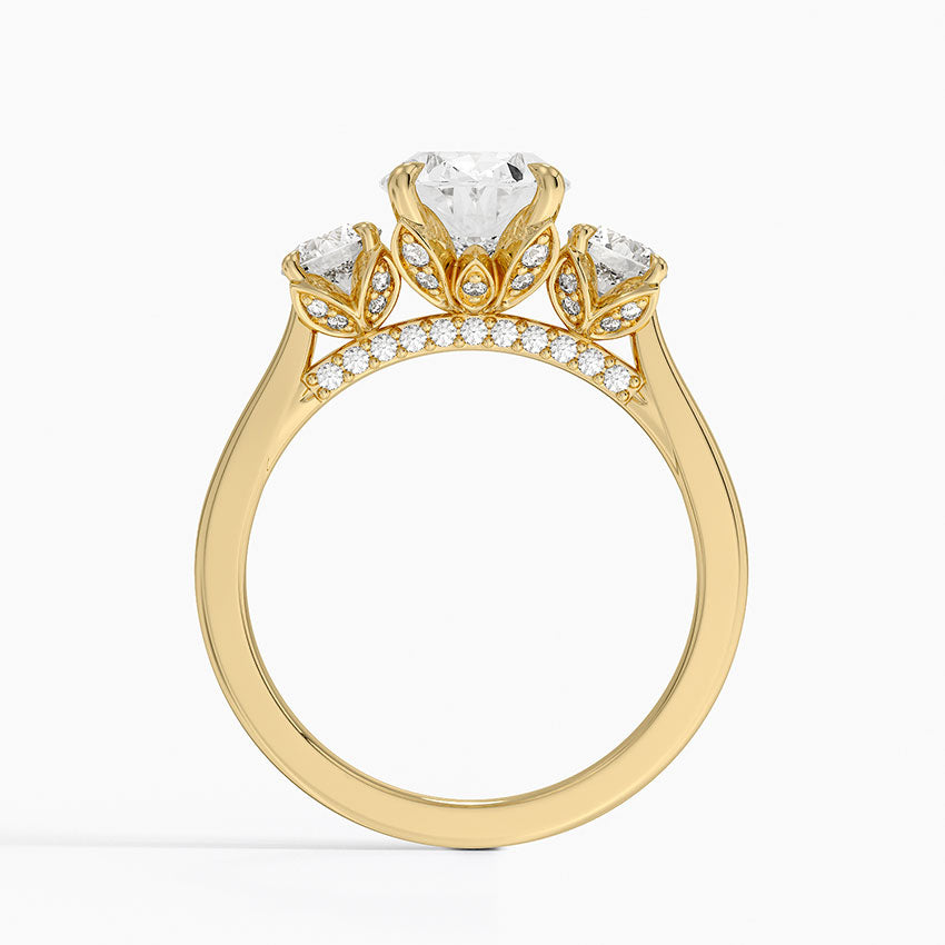 Petal Three Stone Diamond Ring (2/3 ct. tw.) - Oval Cut Center Stone