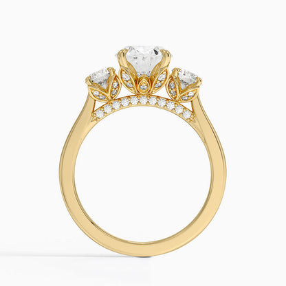 Petal Three Stone Diamond Ring (2/3 ct. tw.) - Oval Cut Center Stone