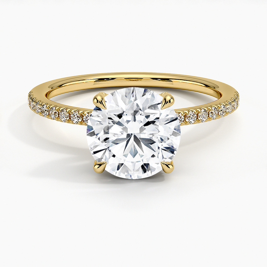 Viviana Half Coverage Diamond Ring - Round Center Stone