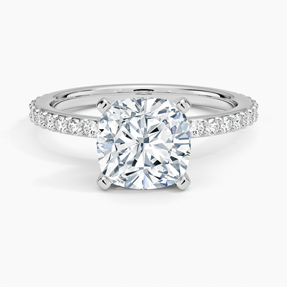 Petite Shared Prong Three-Quarter Coverage Diamond Ring (1/3 ct. tw.) - Cushion Cut Center Stone