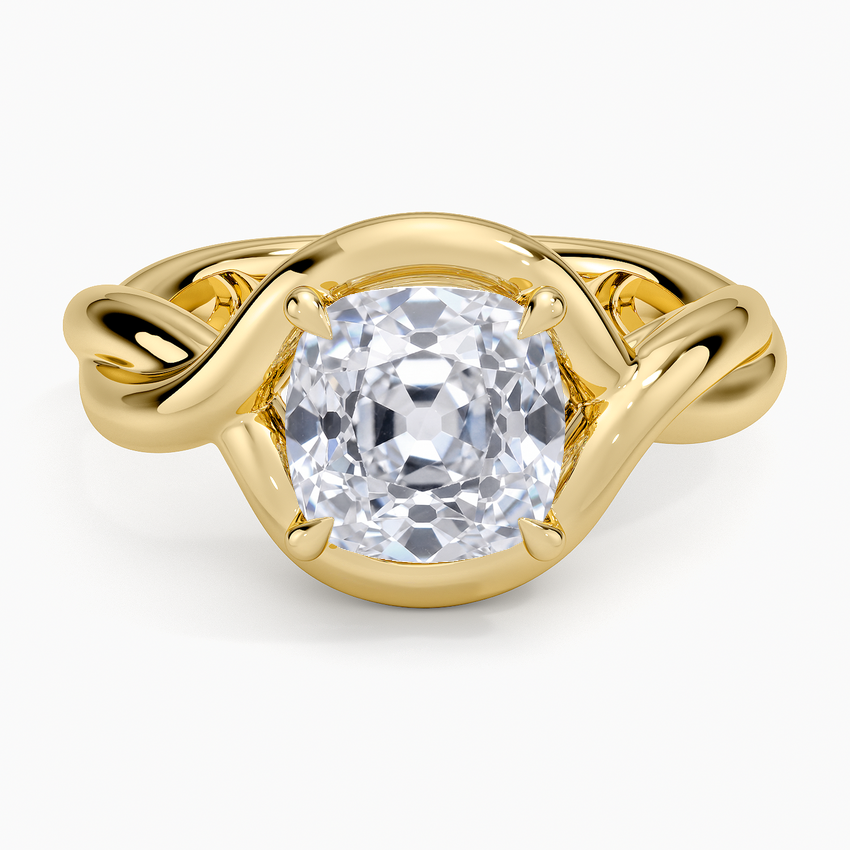 Bypass Twist Bezel Solitaire Diamond Ring - Old Mine Cut Center Stone