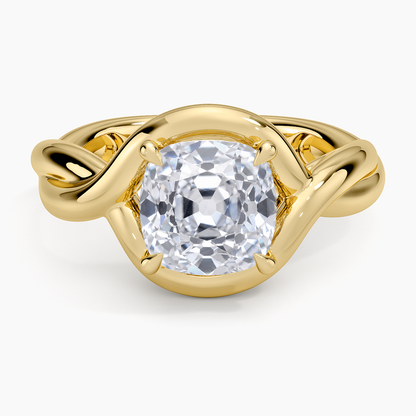 Bypass Twist Bezel Solitaire Diamond Ring - Old Mine Cut Center Stone
