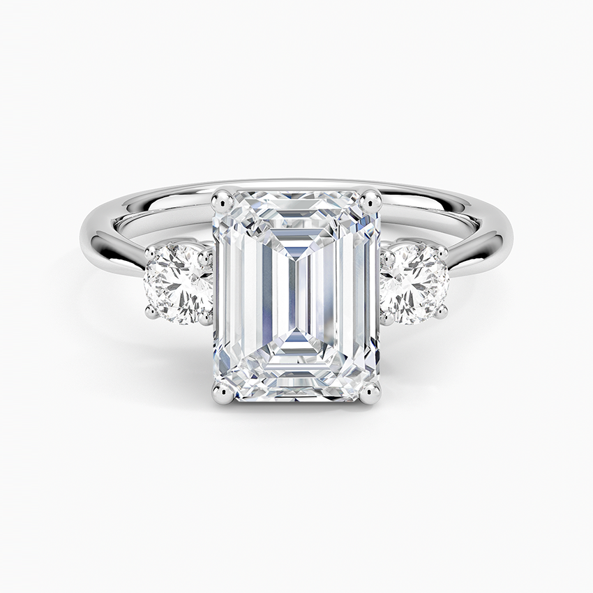 Selene Three Stone Diamond Ring (1/3 ct. tw.) - Emerald Cut Center Stone