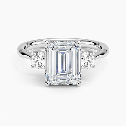 Selene Three Stone Diamond Ring (1/3 ct. tw.) - Emerald Cut Center Stone