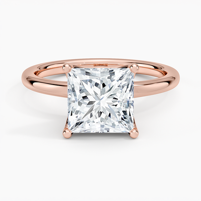 Fleur Solitaire Ring - Princess Cut Center Stone