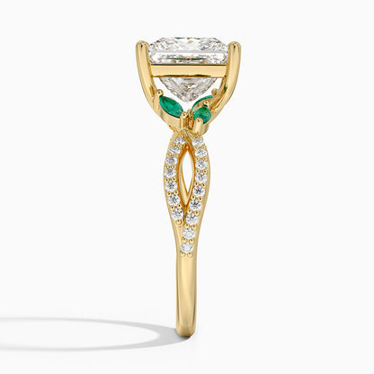 Luxe Willow Lab Emerald and Diamond Ring (1/8 ct. tw.) - Princess Cut Center Stone
