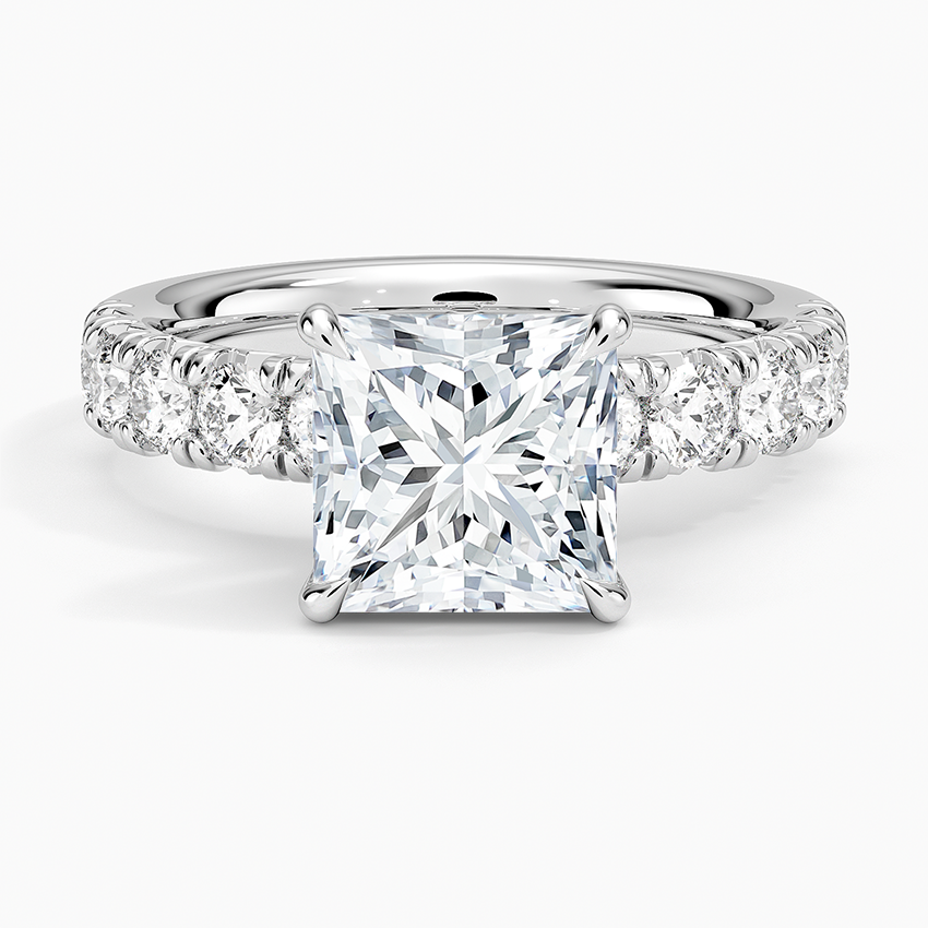 Ellora Half Coverage Diamond Ring - Princess Cut Center Stone