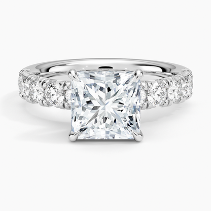 Ellora Half Coverage Diamond Ring - Princess Cut Center Stone