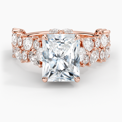 Olivetta Double Row Diamond Ring (2 1/2 ct. tw.) - Radiant Cut Center Stone