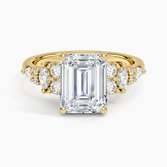 Jacqueline Diamond Ring - Emerald Cut Center Stone