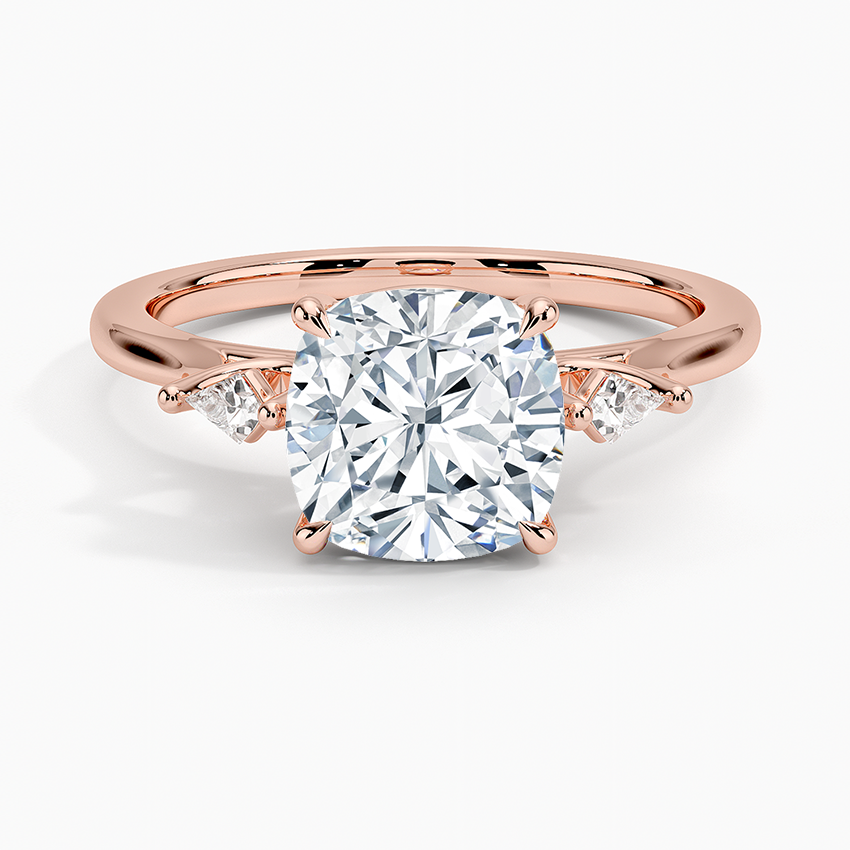 Petite Cometa Perfect Fit Three Stone Diamond Ring - Cushion Cut Center Stone