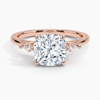 Petite Cometa Perfect Fit Three Stone Diamond Ring - Cushion Cut Center Stone