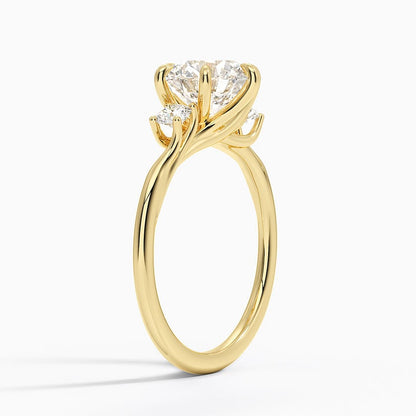 Delilah Three Stone Diamond Ring - Round Center Stone
