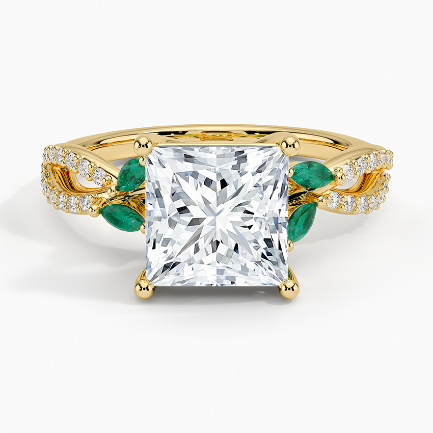 Luxe Willow Lab Emerald and Diamond Ring (1/8 ct. tw.) - Princess Cut Center Stone